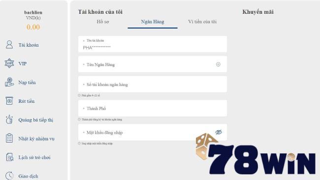Nạp tiền tại 78Win chuẩn nhất cho người chơi mới tham gia 3 Nạp tiền tại 78Win qua ngân hàng